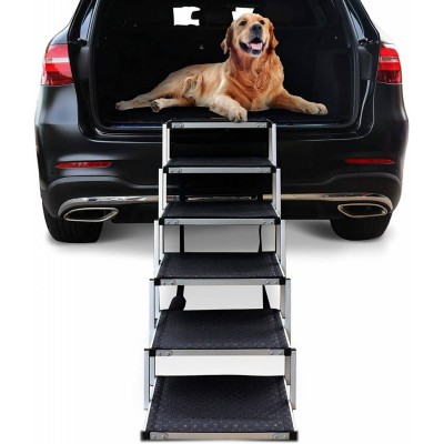 Foldable Portable Aluminum Dog Stairs Dog Steps Folding Pet Dog Ramp For Suv Car Pet Loader Accordion Pet Ladder