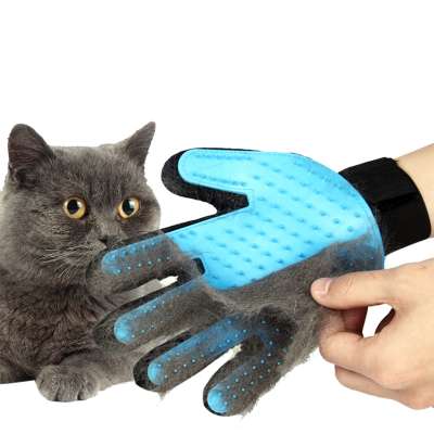 Manufacturer direct pet cleaning grooming massage gloves soft silicone pet hair remover Mitt for cat or dog