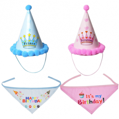 Pet birthday party hat triangle scarf crown birthday party supplies princess crown